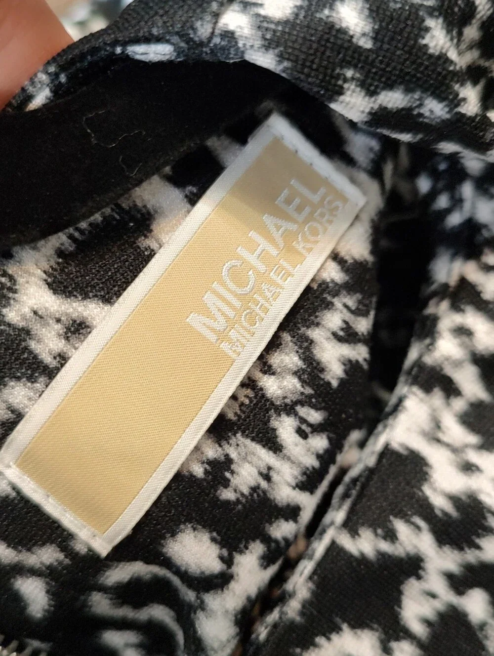 Michael Kors Black and White Printed Midi Dress
